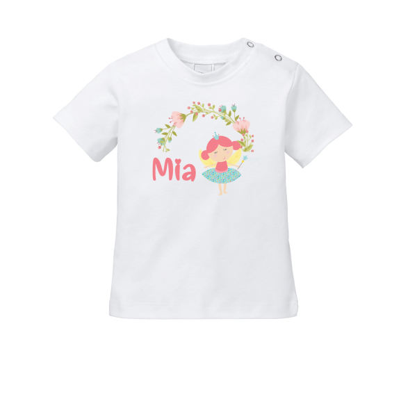 Baby Shirt bedrucken mit Namen + Fee / Prinzessin (T-Shirt) bedrucken