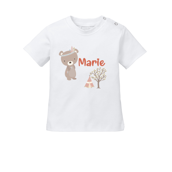 Baby Shirt bedrucken mit Name & Bär für Mädchen / Jungen (T-Shirt)