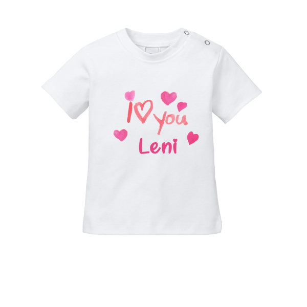 Baby Shirt bedrucken mit Namen + I Love you (T-Shirt) Mädchen