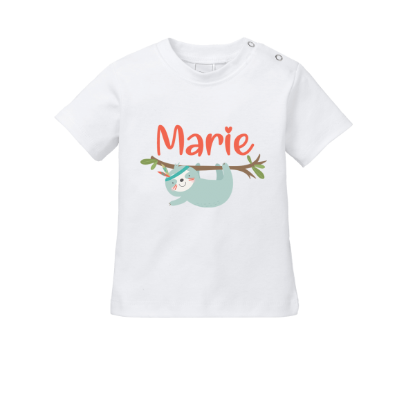 Baby Shirt bedrucken mit Name & Faultier für Mädchen / Jungen