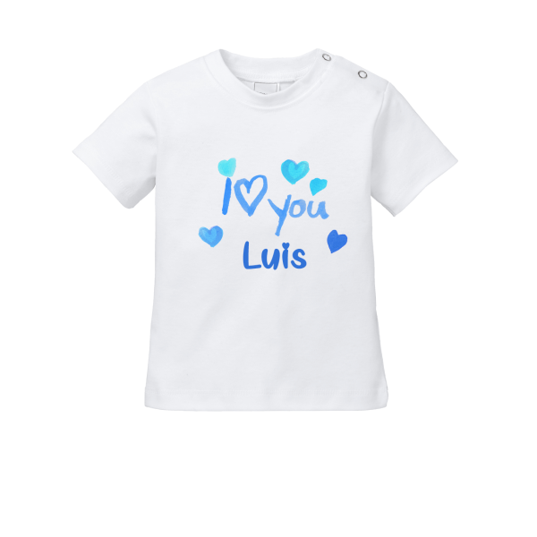 Baby Shirt bedrucken mit Name & I Love You für Junge (Baby T-Shirt)