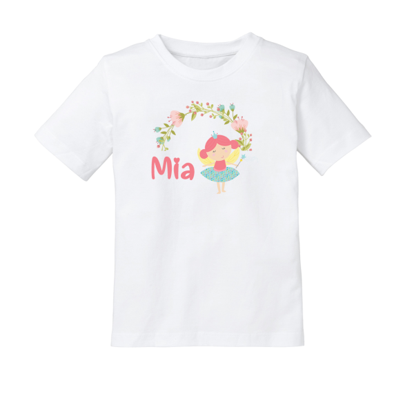 Kinder T-Shirt mit Namen und Fee / Prinzessin bedruckt (Mädchen) 2-8 Jahre by Schnullireich